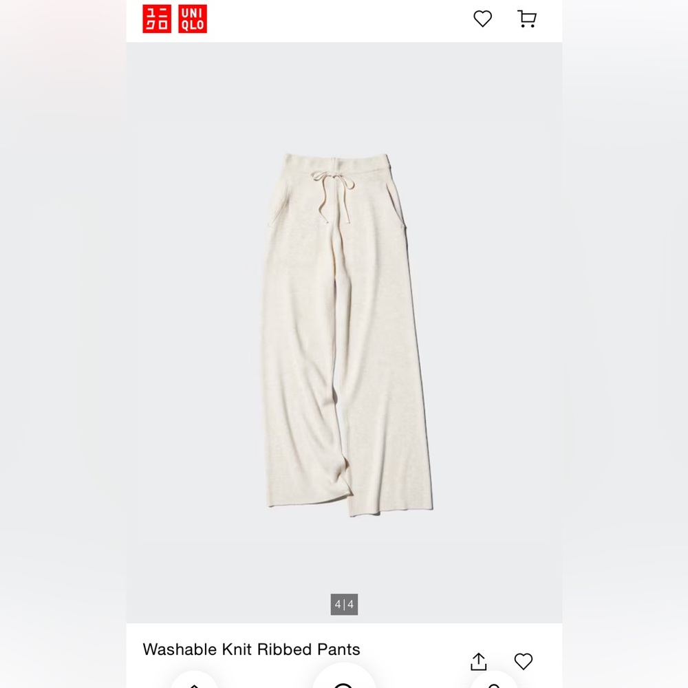 Uniqlo Washable Rib Knit Pant - Grey - L